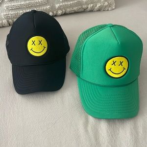 Two Smiley Face Trucker Hats